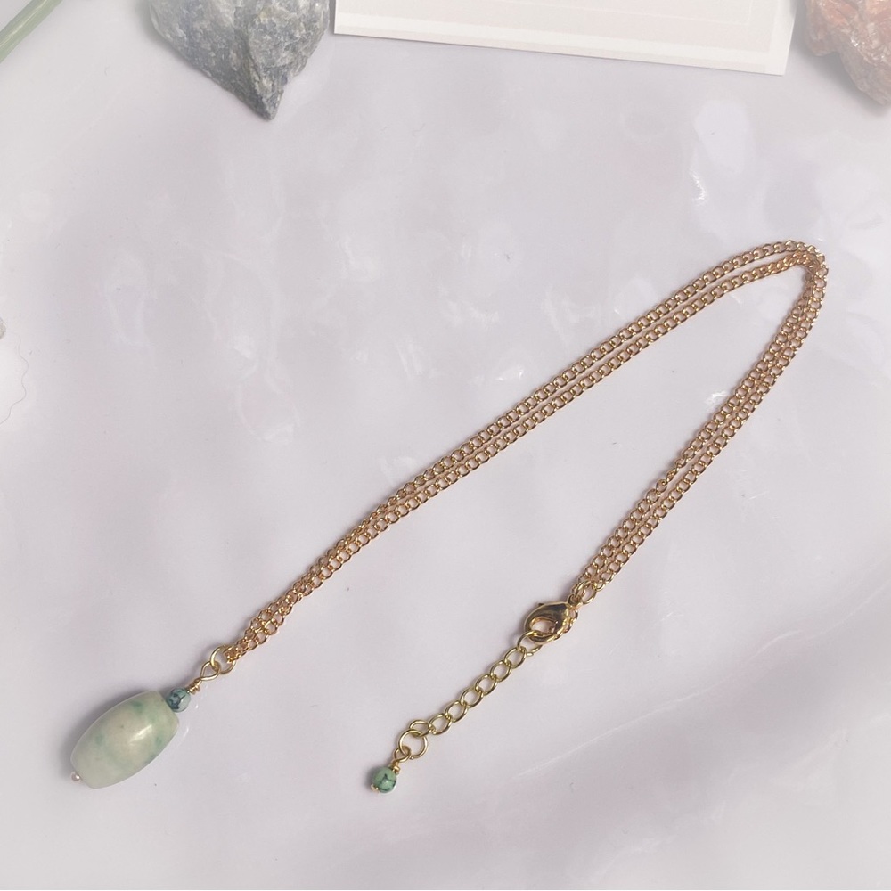 Spotted Green Jasper Pendant Necklace